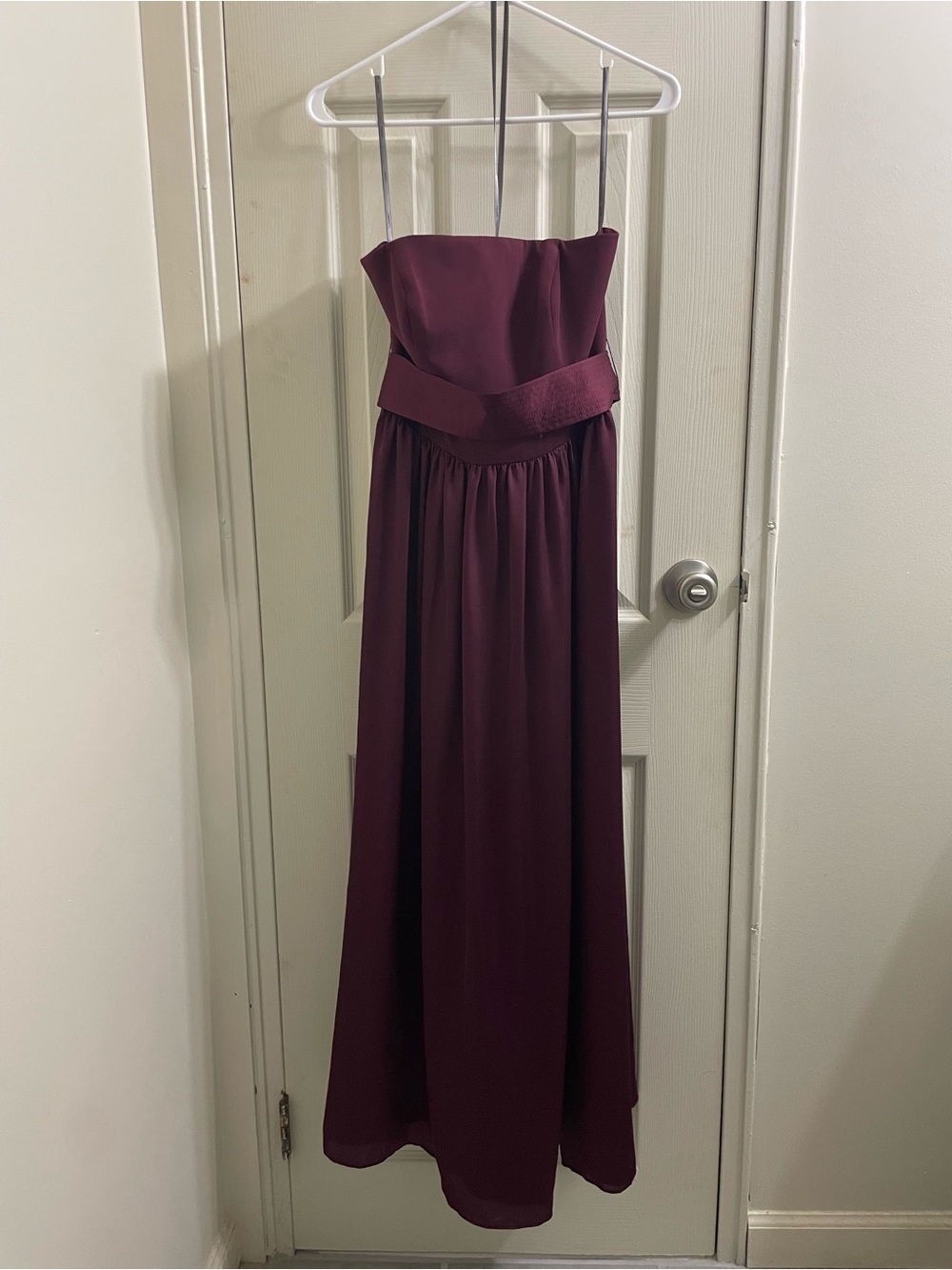 Vera Wang wine red strapless crepe bridesmaid dress VW360307
